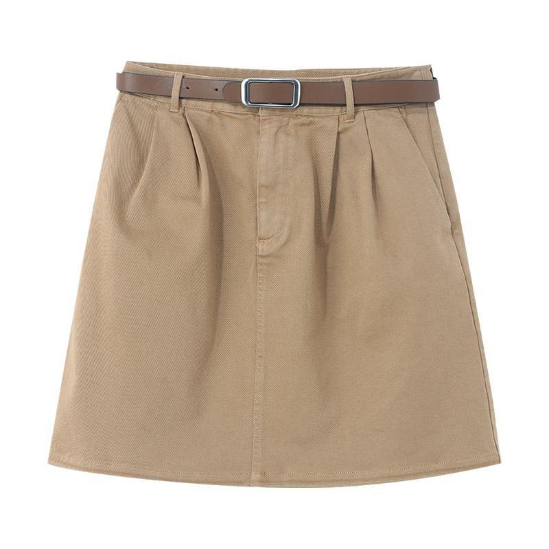 Camel A-Line Mini Skirt With Belt