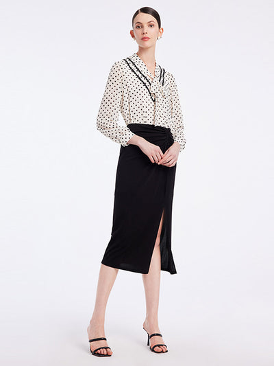 Polka Dots Tie Neck Shirt