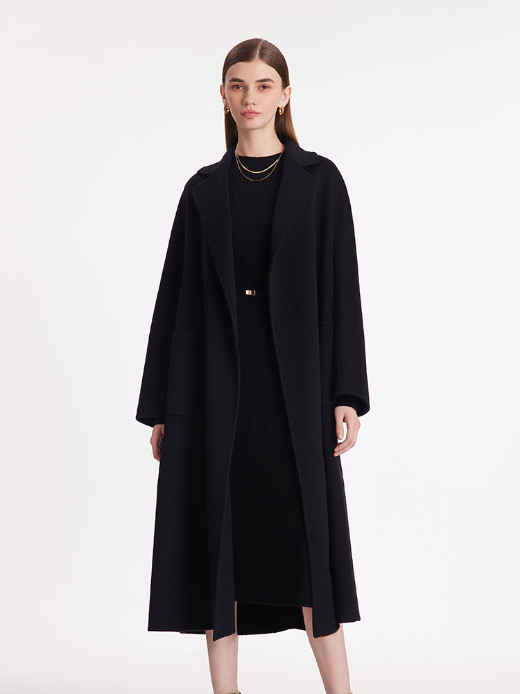 Wool And Cashmere Wrapped Bathrobe-Style Women Coat