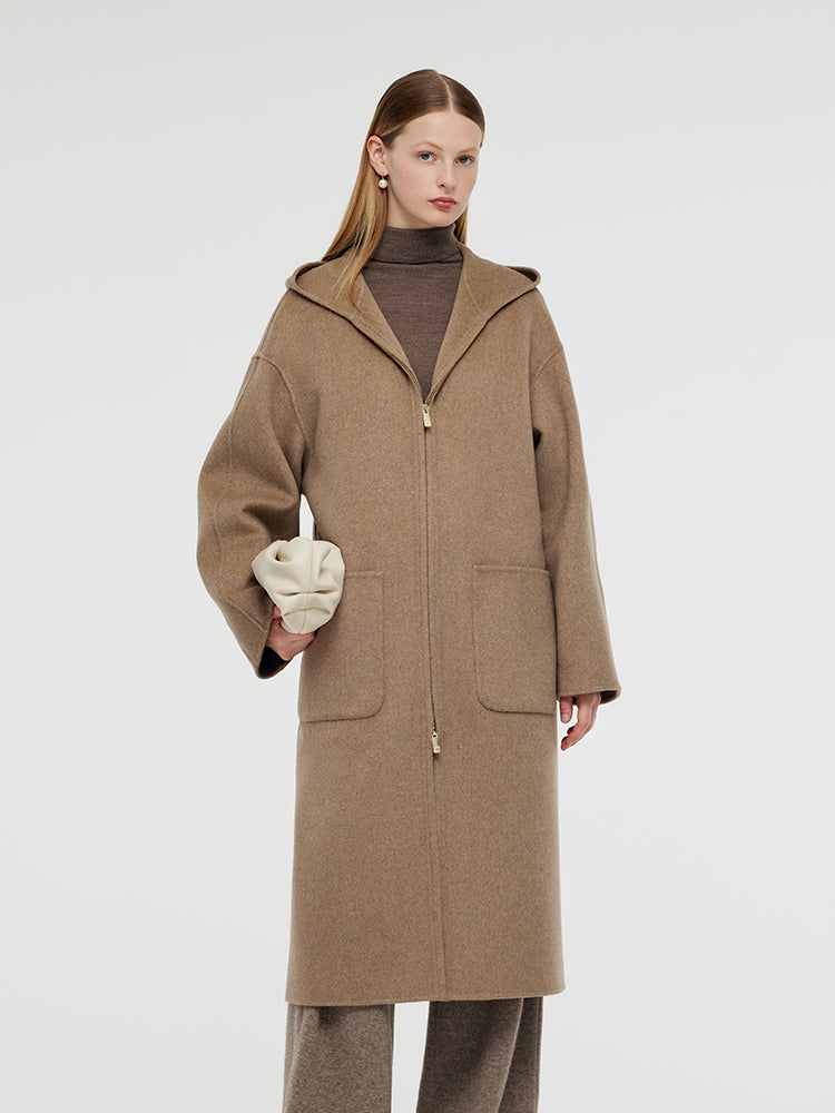 100% Cashmere Hooded Unisex Overcoat