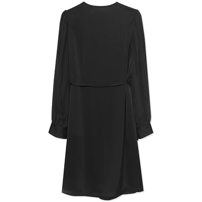 Triacetate V-Neck Long Sleeve Midi Dress