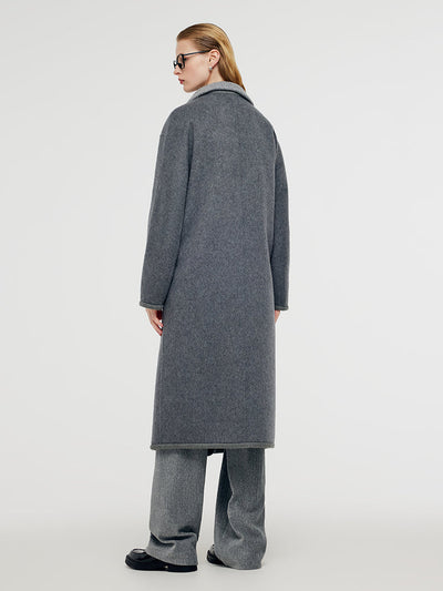 Alpaca Wool Women Overcoat With Knit Belt