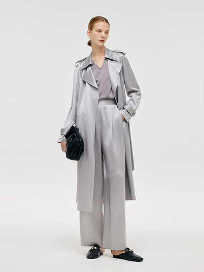 Acetate Women Trench Coat With Belt