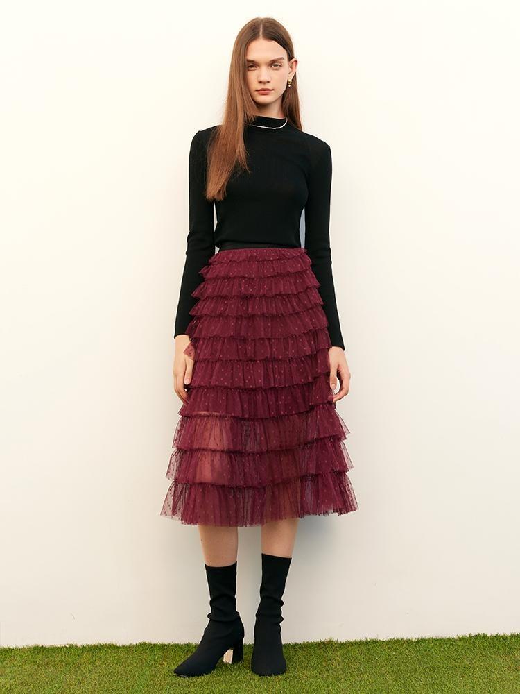 Mesh Layered Half Skirt