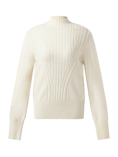 Machine Washable Wool Mock Neck Women Sweater