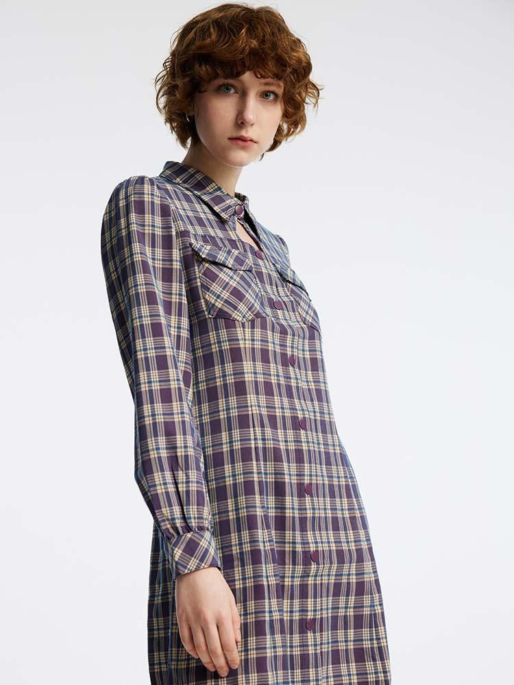 Gathered Waist Plaid Mini Dress