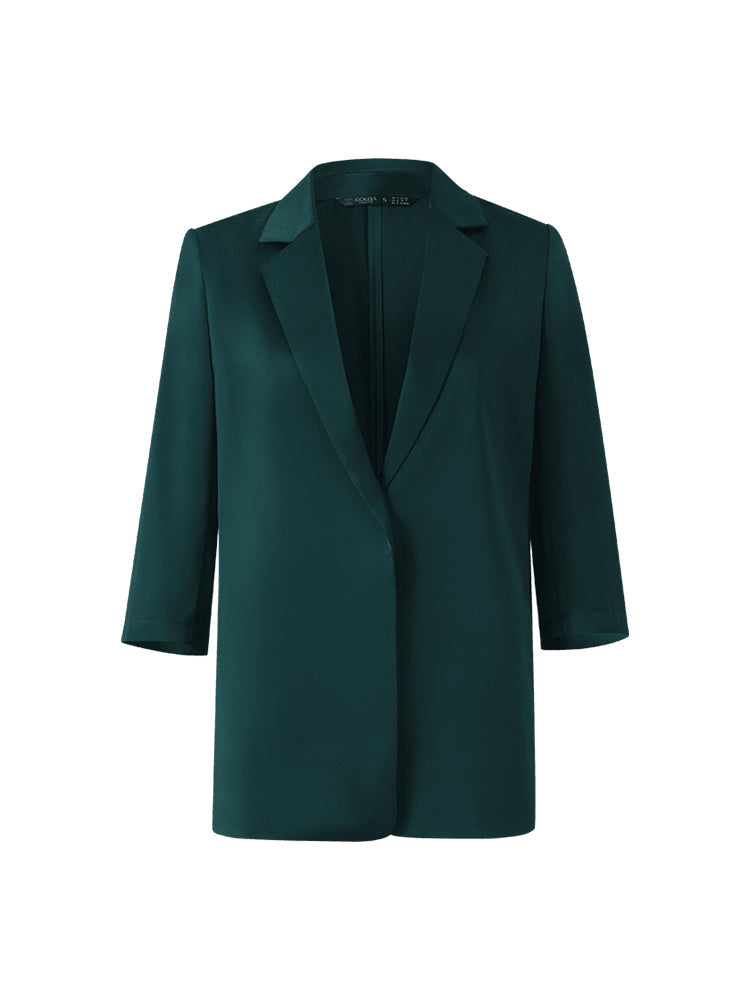 Triacetate Elbow-Length-Sleeve Wrapped Women Blazer