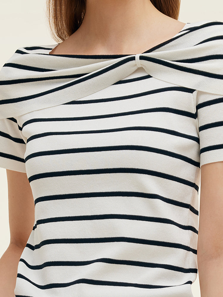 Tencel Black And White Stripe Women Top