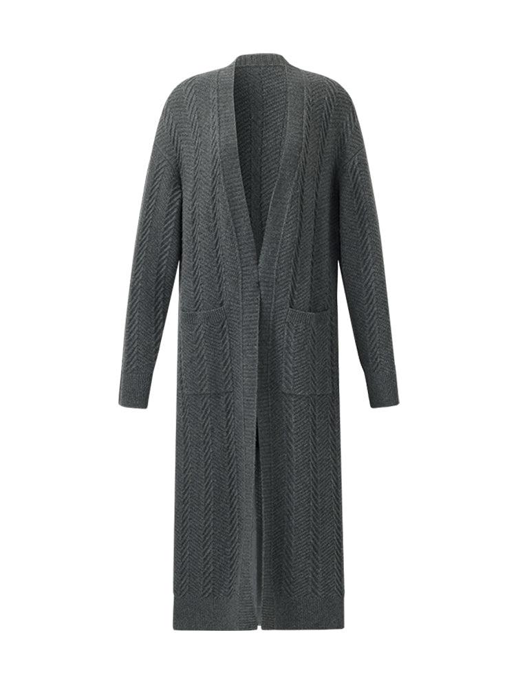 Machine Washable Wool Women Long Cardigan