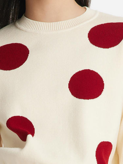 Tencel Wool Polka Dot Sweater And Half Skirt Two-Piece Set