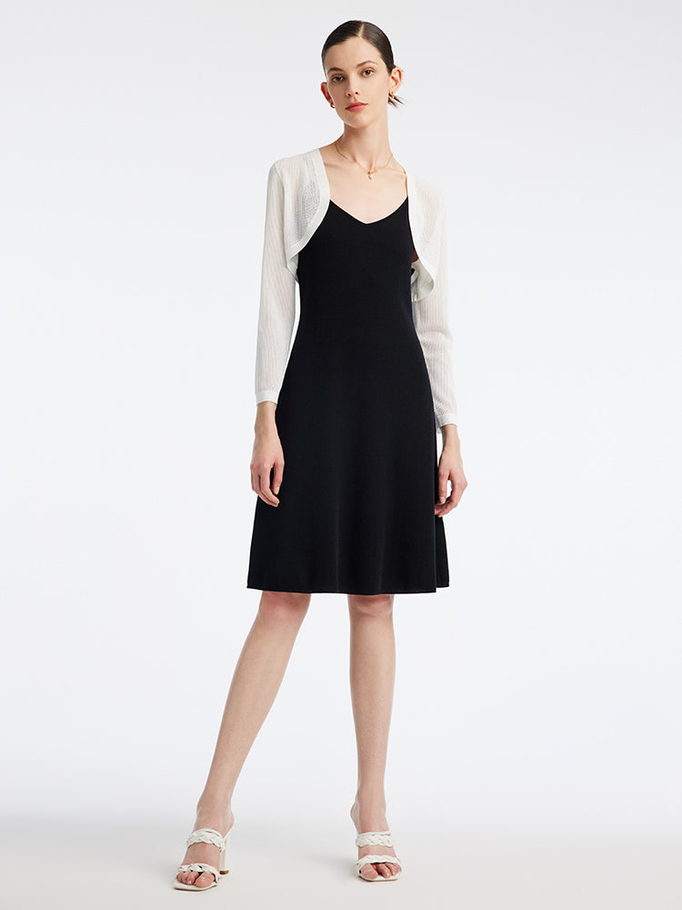 Mulberry Silk Slim Dress And Cardigan Two-Piece Set