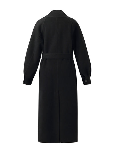 Cashmere Wool Double-Faced Longline Women Wrap Overcoat