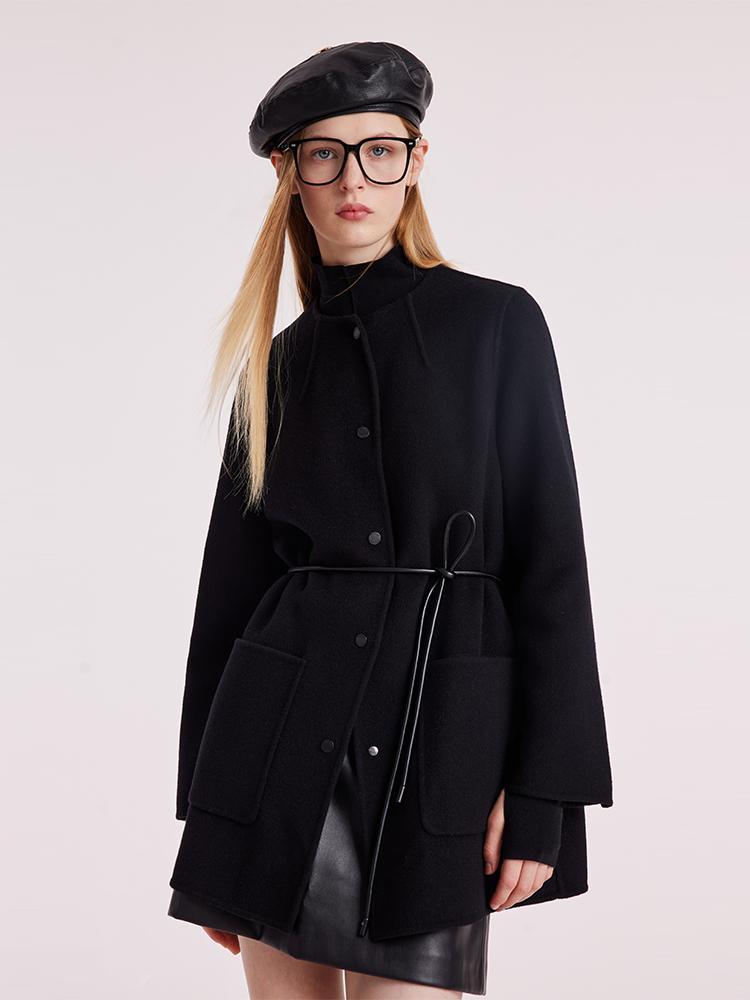 Tencel Wool Double-Faced Women Coat With Belt