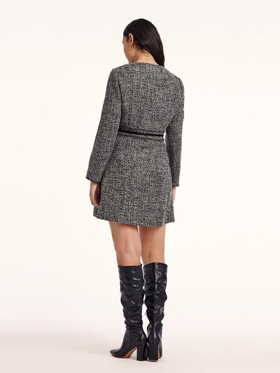 Round Neck Tweed Dress With Belt