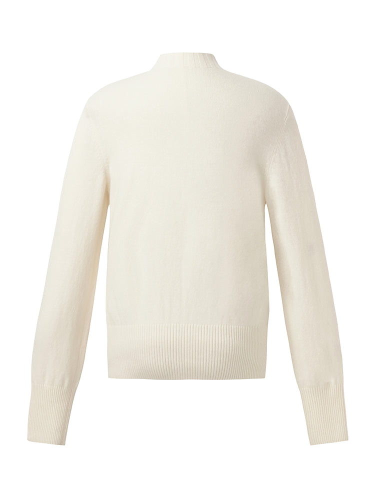 Machine Washable Wool Mock Neck Women Sweater