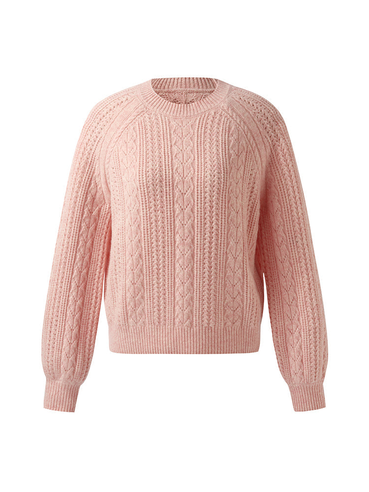 Wool Blend Cable Knit Women Sweater