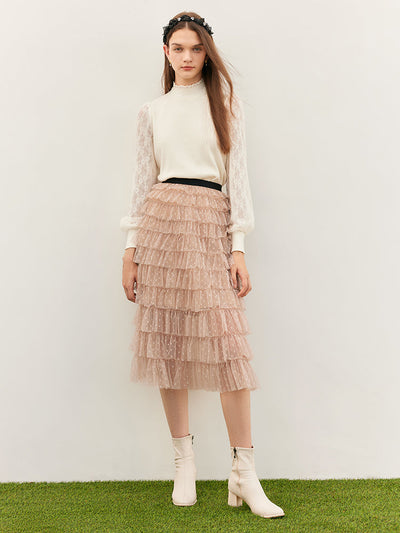 Mesh Layered Half Skirt