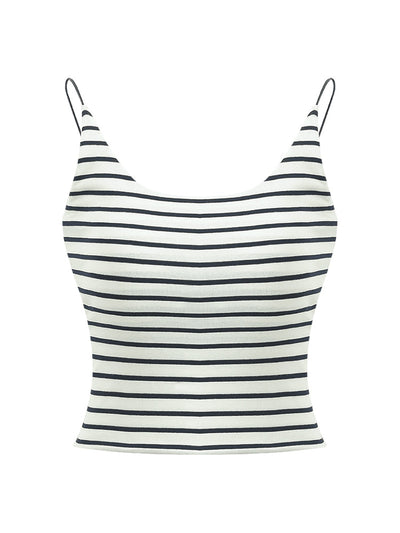 Striped Open Back Camisole With Detachable Bra Pads